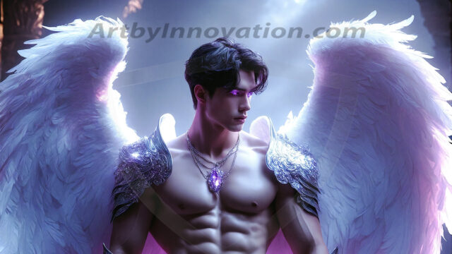 Male Angels of the Holy Divine - The Mighty & The Powerful: AI Fantasy Photos of Handsome Male Angels in Elegant Divine Armor, living in the golden city, with Vibrant Holy Wings. AI generated fantasy photos, of handsome male warrior angels, in divine armor with vibrant holy wings. Wearing ethereal or plate holy armor, and glistening golden gilded jewelry, emphasizing his god-like stature, vibrantly colored. Possessing grand feathered wings, that look like swords, these angel warriors are ready to battle on God's command. With men of all ages, races, and body types. In a city of gold, spiritual wonder city in the heavens, with ornate gold buildings, majestic gold architecture, ethereal cityscapes, and mystical waterfalls.