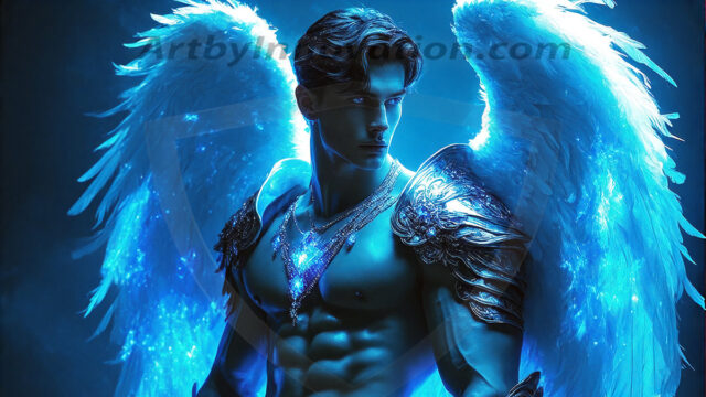 Male Angels of the Holy Divine - The Mighty & The Powerful: AI Fantasy Photos of Handsome Male Angels in Elegant Divine Armor, living in the golden city, with Vibrant Holy Wings. AI generated fantasy photos, of handsome male warrior angels, in divine armor with vibrant holy wings. Wearing ethereal or plate holy armor, and glistening golden gilded jewelry, emphasizing his god-like stature, vibrantly colored. Possessing grand feathered wings, that look like swords, these angel warriors are ready to battle on God's command. With men of all ages, races, and body types. In a city of gold, spiritual wonder city in the heavens, with ornate gold buildings, majestic gold architecture, ethereal cityscapes, and mystical waterfalls.