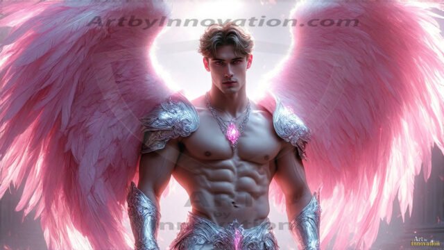Male Angels of the Holy Divine - The Mighty & The Powerful: AI Fantasy Photos of Handsome Male Angels in Elegant Divine Armor, living in the golden city, with Vibrant Holy Wings. AI generated fantasy photos, of handsome male warrior angels, in divine armor with vibrant holy wings. Wearing ethereal or plate holy armor, and glistening golden gilded jewelry, emphasizing his god-like stature, vibrantly colored. Possessing grand feathered wings, that look like swords, these angel warriors are ready to battle on God's command. With men of all ages, races, and body types. In a city of gold, spiritual wonder city in the heavens, with ornate gold buildings, majestic gold architecture, ethereal cityscapes, and mystical waterfalls.