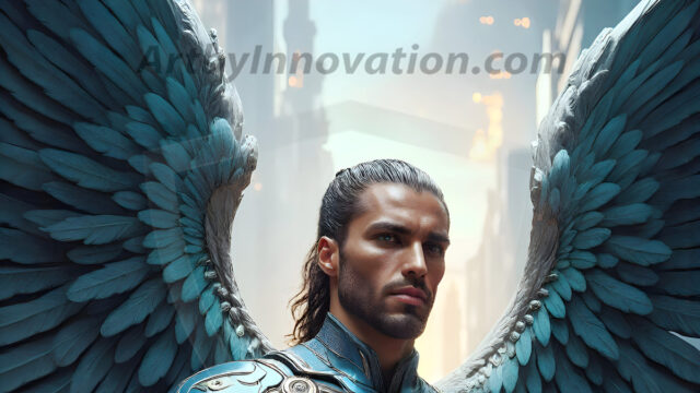 Male Angels of the Holy Divine - The Mighty & The Powerful: AI Fantasy Photos of Handsome Male Angels in Elegant Divine Armor, living in the golden city, with Vibrant Holy Wings. AI generated fantasy photos, of handsome male warrior angels, in divine armor with vibrant holy wings. Wearing ethereal or plate holy armor, and glistening golden gilded jewelry, emphasizing his god-like stature, vibrantly colored. Possessing grand feathered wings, that look like swords, these angel warriors are ready to battle on God's command. With men of all ages, races, and body types. In a city of gold, spiritual wonder city in the heavens, with ornate gold buildings, majestic gold architecture, ethereal cityscapes, and mystical waterfalls.