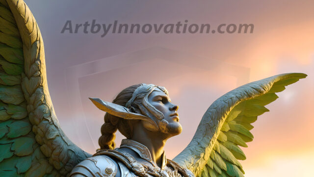 Male Angels of the Holy Divine - The Mighty & The Powerful: AI Fantasy Photos of Handsome Male Angels in Elegant Divine Armor, living in the golden city, with Vibrant Holy Wings. AI generated fantasy photos, of handsome male warrior angels, in divine armor with vibrant holy wings. Wearing ethereal or plate holy armor, and glistening golden gilded jewelry, emphasizing his god-like stature, vibrantly colored. Possessing grand feathered wings, that look like swords, these angel warriors are ready to battle on God's command. With men of all ages, races, and body types. In a city of gold, spiritual wonder city in the heavens, with ornate gold buildings, majestic gold architecture, ethereal cityscapes, and mystical waterfalls.