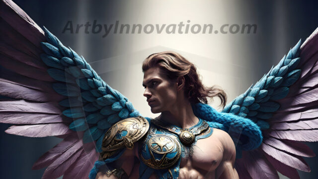 Male Angels of the Holy Divine - The Mighty & The Powerful: AI Fantasy Photos of Handsome Male Angels in Elegant Divine Armor, living in the golden city, with Vibrant Holy Wings. AI generated fantasy photos, of handsome male warrior angels, in divine armor with vibrant holy wings. Wearing ethereal or plate holy armor, and glistening golden gilded jewelry, emphasizing his god-like stature, vibrantly colored. Possessing grand feathered wings, that look like swords, these angel warriors are ready to battle on God's command. With men of all ages, races, and body types. In a city of gold, spiritual wonder city in the heavens, with ornate gold buildings, majestic gold architecture, ethereal cityscapes, and mystical waterfalls.