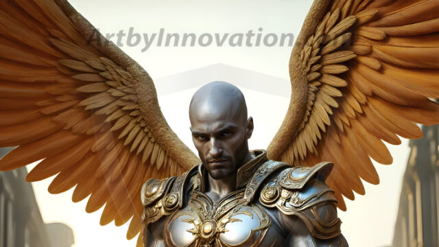 Male Angels of the Holy Divine - The Mighty & The Powerful: AI Fantasy Photos of Handsome Male Angels in Elegant Divine Armor, living in the golden city, with Vibrant Holy Wings. AI generated fantasy photos, of handsome male warrior angels, in divine armor with vibrant holy wings. Wearing ethereal or plate holy armor, and glistening golden gilded jewelry, emphasizing his god-like stature, vibrantly colored. Possessing grand feathered wings, that look like swords, these angel warriors are ready to battle on God's command. With men of all ages, races, and body types. In a city of gold, spiritual wonder city in the heavens, with ornate gold buildings, majestic gold architecture, ethereal cityscapes, and mystical waterfalls.