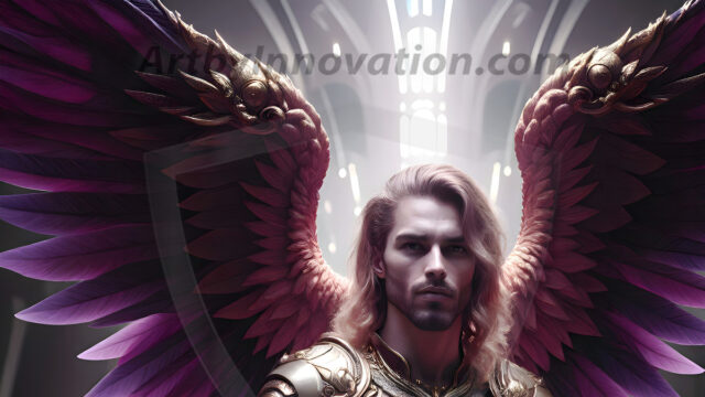 Male Angels of the Holy Divine - The Mighty & The Powerful: AI Fantasy Photos of Handsome Male Angels in Elegant Divine Armor, living in the golden city, with Vibrant Holy Wings. AI generated fantasy photos, of handsome male warrior angels, in divine armor with vibrant holy wings. Wearing ethereal or plate holy armor, and glistening golden gilded jewelry, emphasizing his god-like stature, vibrantly colored. Possessing grand feathered wings, that look like swords, these angel warriors are ready to battle on God's command. With men of all ages, races, and body types. In a city of gold, spiritual wonder city in the heavens, with ornate gold buildings, majestic gold architecture, ethereal cityscapes, and mystical waterfalls.