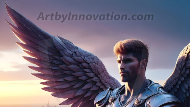 Male Angels of the Holy Divine - The Mighty & The Powerful: AI Fantasy Photos of Handsome Male Angels in Elegant Divine Armor, living in the golden city, with Vibrant Holy Wings. AI generated fantasy photos, of handsome male warrior angels, in divine armor with vibrant holy wings. Wearing ethereal or plate holy armor, and glistening golden gilded jewelry, emphasizing his god-like stature, vibrantly colored. Possessing grand feathered wings, that look like swords, these angel warriors are ready to battle on God's command. With men of all ages, races, and body types. In a city of gold, spiritual wonder city in the heavens, with ornate gold buildings, majestic gold architecture, ethereal cityscapes, and mystical waterfalls.