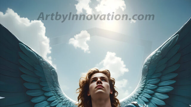 Male Angels of the Holy Divine - The Mighty & The Powerful: AI Fantasy Photos of Handsome Male Angels in Elegant Divine Armor, living in the golden city, with Vibrant Holy Wings. AI generated fantasy photos, of handsome male warrior angels, in divine armor with vibrant holy wings. Wearing ethereal or plate holy armor, and glistening golden gilded jewelry, emphasizing his god-like stature, vibrantly colored. Possessing grand feathered wings, that look like swords, these angel warriors are ready to battle on God's command. With men of all ages, races, and body types. In a city of gold, spiritual wonder city in the heavens, with ornate gold buildings, majestic gold architecture, ethereal cityscapes, and mystical waterfalls.