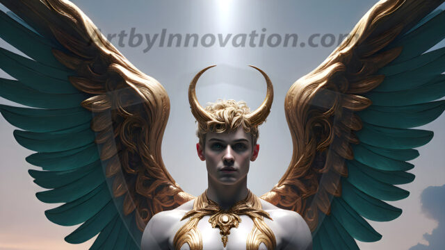 Male Angels of the Holy Divine - The Mighty & The Powerful: AI Fantasy Photos of Handsome Male Angels in Elegant Divine Armor, living in the golden city, with Vibrant Holy Wings. AI generated fantasy photos, of handsome male warrior angels, in divine armor with vibrant holy wings. Wearing ethereal or plate holy armor, and glistening golden gilded jewelry, emphasizing his god-like stature, vibrantly colored. Possessing grand feathered wings, that look like swords, these angel warriors are ready to battle on God's command. With men of all ages, races, and body types. In a city of gold, spiritual wonder city in the heavens, with ornate gold buildings, majestic gold architecture, ethereal cityscapes, and mystical waterfalls.