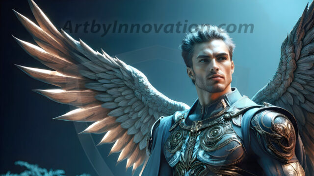 Male Angels of the Holy Divine - The Mighty & The Powerful: AI Fantasy Photos of Handsome Male Angels in Elegant Divine Armor, living in the golden city, with Vibrant Holy Wings. AI generated fantasy photos, of handsome male warrior angels, in divine armor with vibrant holy wings. Wearing ethereal or plate holy armor, and glistening golden gilded jewelry, emphasizing his god-like stature, vibrantly colored. Possessing grand feathered wings, that look like swords, these angel warriors are ready to battle on God's command. With men of all ages, races, and body types. In a city of gold, spiritual wonder city in the heavens, with ornate gold buildings, majestic gold architecture, ethereal cityscapes, and mystical waterfalls.