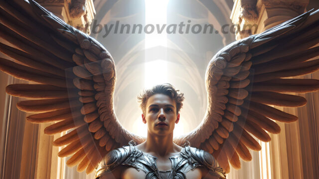 Male Angels of the Holy Divine - The Mighty & The Powerful: AI Fantasy Photos of Handsome Male Angels in Elegant Divine Armor, living in the golden city, with Vibrant Holy Wings. AI generated fantasy photos, of handsome male warrior angels, in divine armor with vibrant holy wings. Wearing ethereal or plate holy armor, and glistening golden gilded jewelry, emphasizing his god-like stature, vibrantly colored. Possessing grand feathered wings, that look like swords, these angel warriors are ready to battle on God's command. With men of all ages, races, and body types. In a city of gold, spiritual wonder city in the heavens, with ornate gold buildings, majestic gold architecture, ethereal cityscapes, and mystical waterfalls.