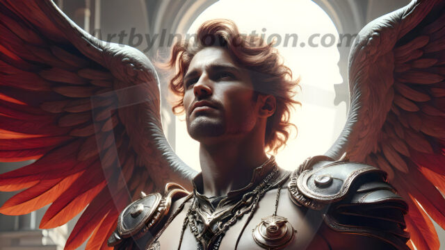 Male Angels of the Holy Divine - The Mighty & The Powerful: AI Fantasy Photos of Handsome Male Angels in Elegant Divine Armor, living in the golden city, with Vibrant Holy Wings. AI generated fantasy photos, of handsome male warrior angels, in divine armor with vibrant holy wings. Wearing ethereal or plate holy armor, and glistening golden gilded jewelry, emphasizing his god-like stature, vibrantly colored. Possessing grand feathered wings, that look like swords, these angel warriors are ready to battle on God's command. With men of all ages, races, and body types. In a city of gold, spiritual wonder city in the heavens, with ornate gold buildings, majestic gold architecture, ethereal cityscapes, and mystical waterfalls.