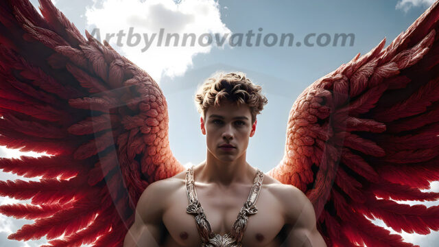 Male Angels of the Holy Divine - The Mighty & The Powerful: AI Fantasy Photos of Handsome Male Angels in Elegant Divine Armor, living in the golden city, with Vibrant Holy Wings. AI generated fantasy photos, of handsome male warrior angels, in divine armor with vibrant holy wings. Wearing ethereal or plate holy armor, and glistening golden gilded jewelry, emphasizing his god-like stature, vibrantly colored. Possessing grand feathered wings, that look like swords, these angel warriors are ready to battle on God's command. With men of all ages, races, and body types. In a city of gold, spiritual wonder city in the heavens, with ornate gold buildings, majestic gold architecture, ethereal cityscapes, and mystical waterfalls.