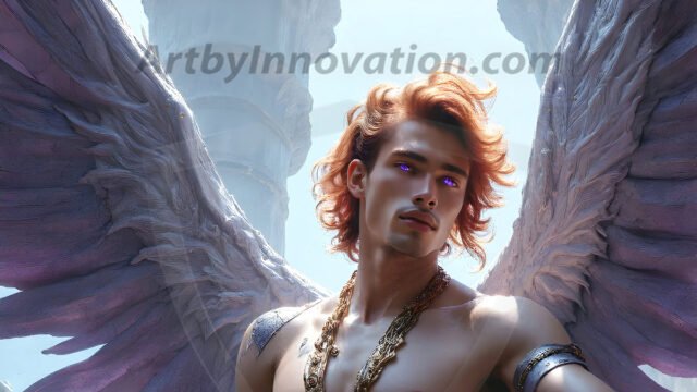 Male Angels of the Holy Divine - The Mighty & The Powerful: AI Fantasy Photos of Handsome Male Angels in Elegant Divine Armor, living in the golden city, with Vibrant Holy Wings. AI generated fantasy photos, of handsome male warrior angels, in divine armor with vibrant holy wings. Wearing ethereal or plate holy armor, and glistening golden gilded jewelry, emphasizing his god-like stature, vibrantly colored. Possessing grand feathered wings, that look like swords, these angel warriors are ready to battle on God's command. With men of all ages, races, and body types. In a city of gold, spiritual wonder city in the heavens, with ornate gold buildings, majestic gold architecture, ethereal cityscapes, and mystical waterfalls.