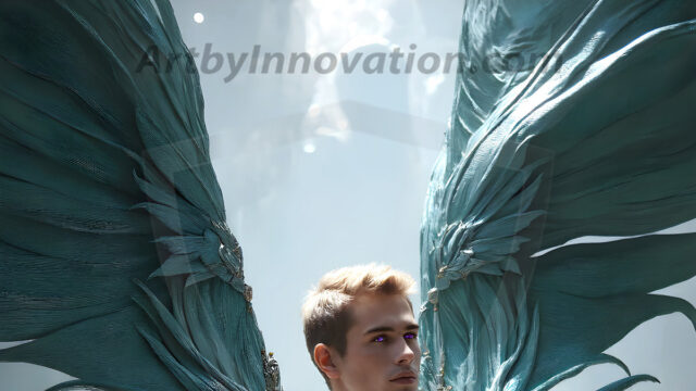 Male Angels of the Holy Divine - The Mighty & The Powerful: AI Fantasy Photos of Handsome Male Angels in Elegant Divine Armor, living in the golden city, with Vibrant Holy Wings. AI generated fantasy photos, of handsome male warrior angels, in divine armor with vibrant holy wings. Wearing ethereal or plate holy armor, and glistening golden gilded jewelry, emphasizing his god-like stature, vibrantly colored. Possessing grand feathered wings, that look like swords, these angel warriors are ready to battle on God's command. With men of all ages, races, and body types. In a city of gold, spiritual wonder city in the heavens, with ornate gold buildings, majestic gold architecture, ethereal cityscapes, and mystical waterfalls.