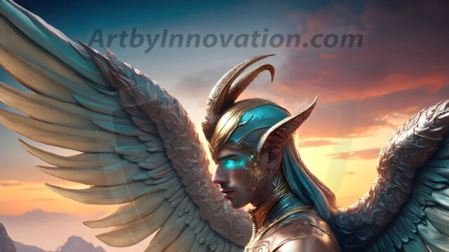 Male Angels of the Holy Divine - The Mighty & The Powerful: AI Fantasy Photos of Handsome Male Angels in Elegant Divine Armor, living in the golden city, with Vibrant Holy Wings. AI generated fantasy photos, of handsome male warrior angels, in divine armor with vibrant holy wings. Wearing ethereal or plate holy armor, and glistening golden gilded jewelry, emphasizing his god-like stature, vibrantly colored. Possessing grand feathered wings, that look like swords, these angel warriors are ready to battle on God's command. With men of all ages, races, and body types. In a city of gold, spiritual wonder city in the heavens, with ornate gold buildings, majestic gold architecture, ethereal cityscapes, and mystical waterfalls.