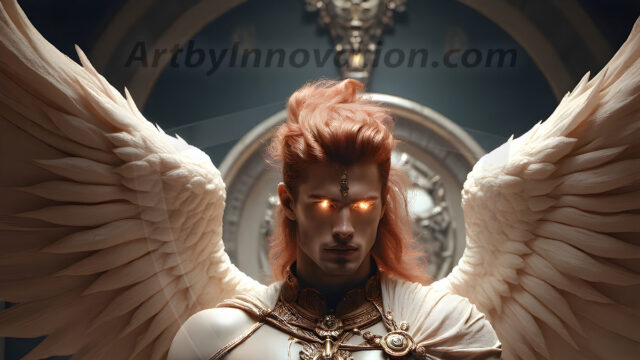 Male Angels of the Holy Divine - The Mighty & The Powerful: AI Fantasy Photos of Handsome Male Angels in Elegant Divine Armor, living in the golden city, with Vibrant Holy Wings. AI generated fantasy photos, of handsome male warrior angels, in divine armor with vibrant holy wings. Wearing ethereal or plate holy armor, and glistening golden gilded jewelry, emphasizing his god-like stature, vibrantly colored. Possessing grand feathered wings, that look like swords, these angel warriors are ready to battle on God's command. With men of all ages, races, and body types. In a city of gold, spiritual wonder city in the heavens, with ornate gold buildings, majestic gold architecture, ethereal cityscapes, and mystical waterfalls.