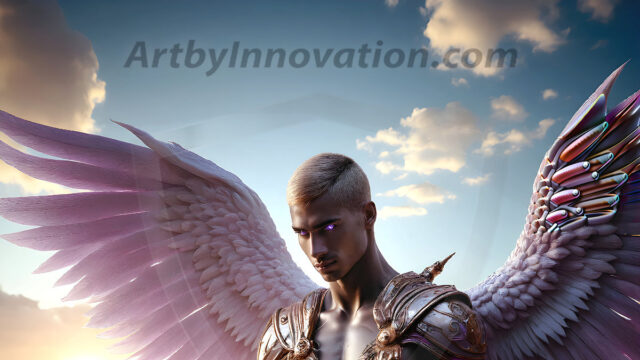 Male Angels of the Holy Divine - The Mighty & The Powerful: AI Fantasy Photos of Handsome Male Angels in Elegant Divine Armor, living in the golden city, with Vibrant Holy Wings. AI generated fantasy photos, of handsome male warrior angels, in divine armor with vibrant holy wings. Wearing ethereal or plate holy armor, and glistening golden gilded jewelry, emphasizing his god-like stature, vibrantly colored. Possessing grand feathered wings, that look like swords, these angel warriors are ready to battle on God's command. With men of all ages, races, and body types. In a city of gold, spiritual wonder city in the heavens, with ornate gold buildings, majestic gold architecture, ethereal cityscapes, and mystical waterfalls.