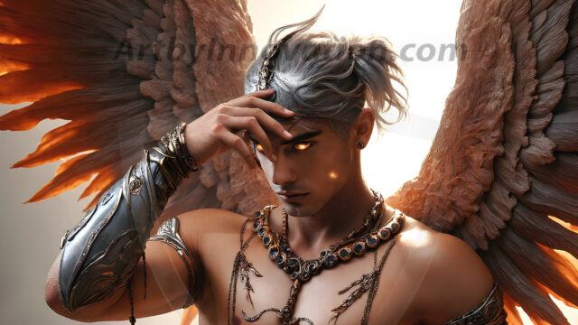 Male Angels of the Holy Divine - The Mighty & The Powerful: AI Fantasy Photos of Handsome Male Angels in Elegant Divine Armor, living in the golden city, with Vibrant Holy Wings. AI generated fantasy photos, of handsome male warrior angels, in divine armor with vibrant holy wings. Wearing ethereal or plate holy armor, and glistening golden gilded jewelry, emphasizing his god-like stature, vibrantly colored. Possessing grand feathered wings, that look like swords, these angel warriors are ready to battle on God's command. With men of all ages, races, and body types. In a city of gold, spiritual wonder city in the heavens, with ornate gold buildings, majestic gold architecture, ethereal cityscapes, and mystical waterfalls.