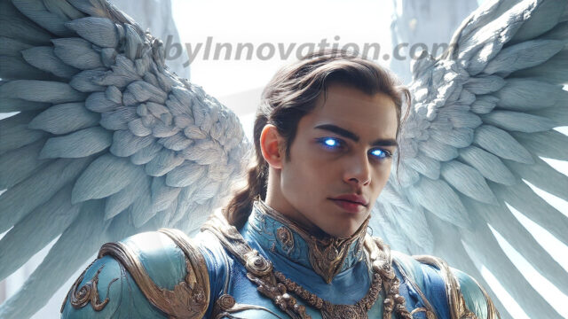Male Angels of the Holy Divine - The Mighty & The Powerful: AI Fantasy Photos of Handsome Male Angels in Elegant Divine Armor, living in the golden city, with Vibrant Holy Wings. AI generated fantasy photos, of handsome male warrior angels, in divine armor with vibrant holy wings. Wearing ethereal or plate holy armor, and glistening golden gilded jewelry, emphasizing his god-like stature, vibrantly colored. Possessing grand feathered wings, that look like swords, these angel warriors are ready to battle on God's command. With men of all ages, races, and body types. In a city of gold, spiritual wonder city in the heavens, with ornate gold buildings, majestic gold architecture, ethereal cityscapes, and mystical waterfalls.