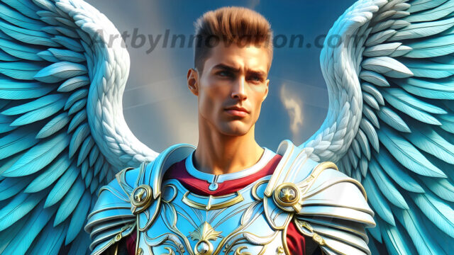 Male Angels of the Holy Divine - The Mighty & The Powerful: AI Fantasy Photos of Handsome Male Angels in Elegant Divine Armor, living in the golden city, with Vibrant Holy Wings. AI generated fantasy photos, of handsome male warrior angels, in divine armor with vibrant holy wings. Wearing ethereal or plate holy armor, and glistening golden gilded jewelry, emphasizing his god-like stature, vibrantly colored. Possessing grand feathered wings, that look like swords, these angel warriors are ready to battle on God's command. With men of all ages, races, and body types. In a city of gold, spiritual wonder city in the heavens, with ornate gold buildings, majestic gold architecture, ethereal cityscapes, and mystical waterfalls.