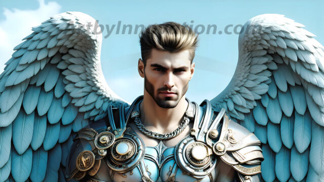 Male Angels of the Holy Divine - The Mighty & The Powerful: AI Fantasy Photos of Handsome Male Angels in Elegant Divine Armor, living in the golden city, with Vibrant Holy Wings. AI generated fantasy photos, of handsome male warrior angels, in divine armor with vibrant holy wings. Wearing ethereal or plate holy armor, and glistening golden gilded jewelry, emphasizing his god-like stature, vibrantly colored. Possessing grand feathered wings, that look like swords, these angel warriors are ready to battle on God's command. With men of all ages, races, and body types. In a city of gold, spiritual wonder city in the heavens, with ornate gold buildings, majestic gold architecture, ethereal cityscapes, and mystical waterfalls.