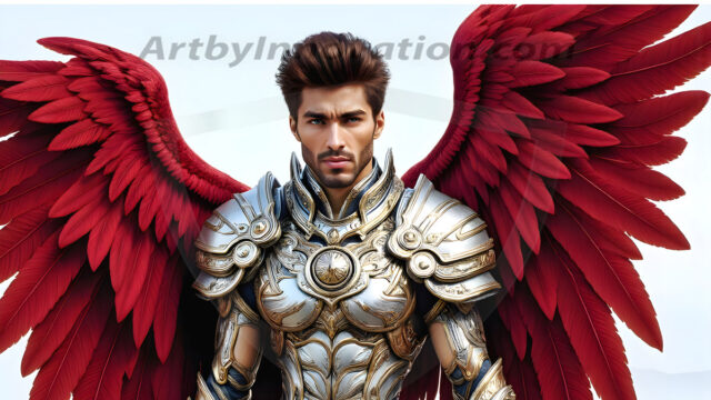 Male Angels of the Holy Divine - The Mighty & The Powerful: AI Fantasy Photos of Handsome Male Angels in Elegant Divine Armor, living in the golden city, with Vibrant Holy Wings. AI generated fantasy photos, of handsome male warrior angels, in divine armor with vibrant holy wings. Wearing ethereal or plate holy armor, and glistening golden gilded jewelry, emphasizing his god-like stature, vibrantly colored. Possessing grand feathered wings, that look like swords, these angel warriors are ready to battle on God's command. With men of all ages, races, and body types. In a city of gold, spiritual wonder city in the heavens, with ornate gold buildings, majestic gold architecture, ethereal cityscapes, and mystical waterfalls.