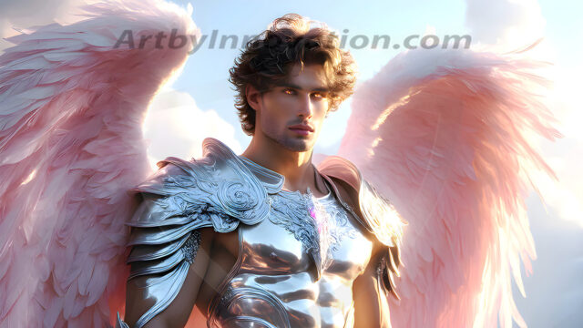 Male Angels of the Holy Divine - The Mighty & The Powerful: AI Fantasy Photos of Handsome Male Angels in Elegant Divine Armor, living in the golden city, with Vibrant Holy Wings. AI generated fantasy photos, of handsome male warrior angels, in divine armor with vibrant holy wings. Wearing ethereal or plate holy armor, and glistening golden gilded jewelry, emphasizing his god-like stature, vibrantly colored. Possessing grand feathered wings, that look like swords, these angel warriors are ready to battle on God's command. With men of all ages, races, and body types. In a city of gold, spiritual wonder city in the heavens, with ornate gold buildings, majestic gold architecture, ethereal cityscapes, and mystical waterfalls.