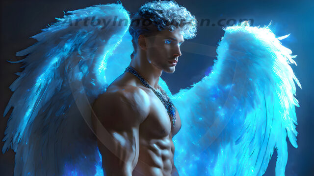 Male Angels of the Holy Divine - The Mighty & The Powerful: AI Fantasy Photos of Handsome Male Angels in Elegant Divine Armor, living in the golden city, with Vibrant Holy Wings. AI generated fantasy photos, of handsome male warrior angels, in divine armor with vibrant holy wings. Wearing ethereal or plate holy armor, and glistening golden gilded jewelry, emphasizing his god-like stature, vibrantly colored. Possessing grand feathered wings, that look like swords, these angel warriors are ready to battle on God's command. With men of all ages, races, and body types. In a city of gold, spiritual wonder city in the heavens, with ornate gold buildings, majestic gold architecture, ethereal cityscapes, and mystical waterfalls.