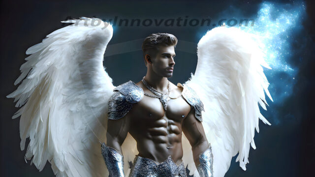 Male Angels of the Holy Divine - The Mighty & The Powerful: AI Fantasy Photos of Handsome Male Angels in Elegant Divine Armor, living in the golden city, with Vibrant Holy Wings. AI generated fantasy photos, of handsome male warrior angels, in divine armor with vibrant holy wings. Wearing ethereal or plate holy armor, and glistening golden gilded jewelry, emphasizing his god-like stature, vibrantly colored. Possessing grand feathered wings, that look like swords, these angel warriors are ready to battle on God's command. With men of all ages, races, and body types. In a city of gold, spiritual wonder city in the heavens, with ornate gold buildings, majestic gold architecture, ethereal cityscapes, and mystical waterfalls.