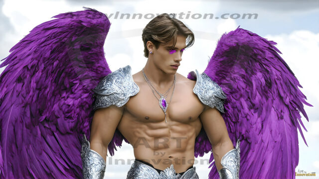 Male Angels of the Holy Divine - The Mighty & The Powerful: AI Fantasy Photos of Handsome Male Angels in Elegant Divine Armor, living in the golden city, with Vibrant Holy Wings. AI generated fantasy photos, of handsome male warrior angels, in divine armor with vibrant holy wings. Wearing ethereal or plate holy armor, and glistening golden gilded jewelry, emphasizing his god-like stature, vibrantly colored. Possessing grand feathered wings, that look like swords, these angel warriors are ready to battle on God's command. With men of all ages, races, and body types. In a city of gold, spiritual wonder city in the heavens, with ornate gold buildings, majestic gold architecture, ethereal cityscapes, and mystical waterfalls.