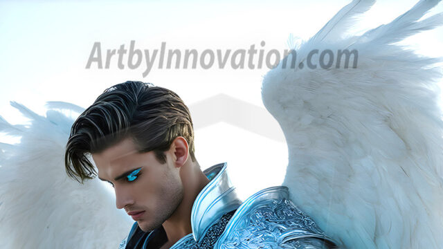 Male Angels of the Holy Divine - The Mighty & The Powerful: AI Fantasy Photos of Handsome Male Angels in Elegant Divine Armor, living in the golden city, with Vibrant Holy Wings. AI generated fantasy photos, of handsome male warrior angels, in divine armor with vibrant holy wings. Wearing ethereal or plate holy armor, and glistening golden gilded jewelry, emphasizing his god-like stature, vibrantly colored. Possessing grand feathered wings, that look like swords, these angel warriors are ready to battle on God's command. With men of all ages, races, and body types. In a city of gold, spiritual wonder city in the heavens, with ornate gold buildings, majestic gold architecture, ethereal cityscapes, and mystical waterfalls.