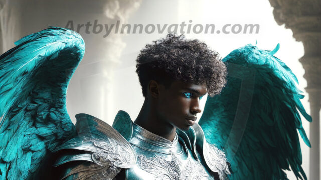 Male Angels of the Holy Divine - The Mighty & The Powerful: AI Fantasy Photos of Handsome Male Angels in Elegant Divine Armor, living in the golden city, with Vibrant Holy Wings. AI generated fantasy photos, of handsome male warrior angels, in divine armor with vibrant holy wings. Wearing ethereal or plate holy armor, and glistening golden gilded jewelry, emphasizing his god-like stature, vibrantly colored. Possessing grand feathered wings, that look like swords, these angel warriors are ready to battle on God's command. With men of all ages, races, and body types. In a city of gold, spiritual wonder city in the heavens, with ornate gold buildings, majestic gold architecture, ethereal cityscapes, and mystical waterfalls.