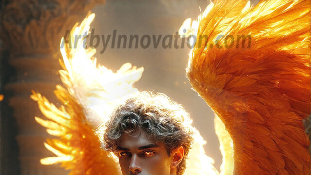 Male Angels of the Holy Divine - The Mighty & The Powerful: AI Fantasy Photos of Handsome Male Angels in Elegant Divine Armor, living in the golden city, with Vibrant Holy Wings. AI generated fantasy photos, of handsome male warrior angels, in divine armor with vibrant holy wings. Wearing ethereal or plate holy armor, and glistening golden gilded jewelry, emphasizing his god-like stature, vibrantly colored. Possessing grand feathered wings, that look like swords, these angel warriors are ready to battle on God's command. With men of all ages, races, and body types. In a city of gold, spiritual wonder city in the heavens, with ornate gold buildings, majestic gold architecture, ethereal cityscapes, and mystical waterfalls.