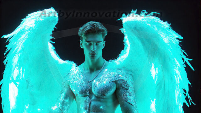 Male Angels of the Holy Divine - The Mighty & The Powerful: AI Fantasy Photos of Handsome Male Angels in Elegant Divine Armor, living in the golden city, with Vibrant Holy Wings. AI generated fantasy photos, of handsome male warrior angels, in divine armor with vibrant holy wings. Wearing ethereal or plate holy armor, and glistening golden gilded jewelry, emphasizing his god-like stature, vibrantly colored. Possessing grand feathered wings, that look like swords, these angel warriors are ready to battle on God's command. With men of all ages, races, and body types. In a city of gold, spiritual wonder city in the heavens, with ornate gold buildings, majestic gold architecture, ethereal cityscapes, and mystical waterfalls.