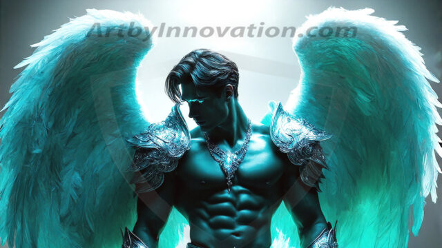 Male Angels of the Holy Divine - The Mighty & The Powerful: AI Fantasy Photos of Handsome Male Angels in Elegant Divine Armor, living in the golden city, with Vibrant Holy Wings. AI generated fantasy photos, of handsome male warrior angels, in divine armor with vibrant holy wings. Wearing ethereal or plate holy armor, and glistening golden gilded jewelry, emphasizing his god-like stature, vibrantly colored. Possessing grand feathered wings, that look like swords, these angel warriors are ready to battle on God's command. With men of all ages, races, and body types. In a city of gold, spiritual wonder city in the heavens, with ornate gold buildings, majestic gold architecture, ethereal cityscapes, and mystical waterfalls.