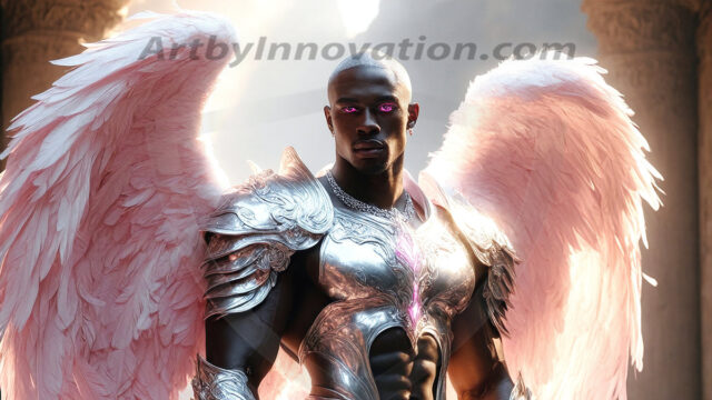 Male Angels of the Holy Divine - The Mighty & The Powerful: AI Fantasy Photos of Handsome Male Angels in Elegant Divine Armor, living in the golden city, with Vibrant Holy Wings. AI generated fantasy photos, of handsome male warrior angels, in divine armor with vibrant holy wings. Wearing ethereal or plate holy armor, and glistening golden gilded jewelry, emphasizing his god-like stature, vibrantly colored. Possessing grand feathered wings, that look like swords, these angel warriors are ready to battle on God's command. With men of all ages, races, and body types. In a city of gold, spiritual wonder city in the heavens, with ornate gold buildings, majestic gold architecture, ethereal cityscapes, and mystical waterfalls.