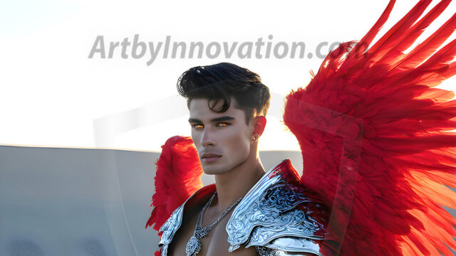 Male Angels of the Holy Divine - The Mighty & The Powerful: AI Fantasy Photos of Handsome Male Angels in Elegant Divine Armor, living in the golden city, with Vibrant Holy Wings. AI generated fantasy photos, of handsome male warrior angels, in divine armor with vibrant holy wings. Wearing ethereal or plate holy armor, and glistening golden gilded jewelry, emphasizing his god-like stature, vibrantly colored. Possessing grand feathered wings, that look like swords, these angel warriors are ready to battle on God's command. With men of all ages, races, and body types. In a city of gold, spiritual wonder city in the heavens, with ornate gold buildings, majestic gold architecture, ethereal cityscapes, and mystical waterfalls.