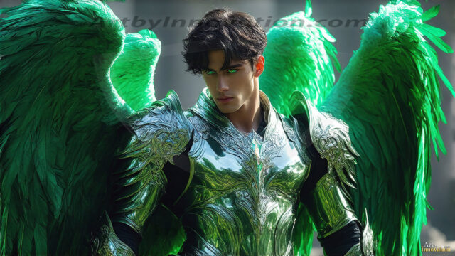 Male Angels of the Holy Divine - The Mighty & The Powerful: AI Fantasy Photos of Handsome Male Angels in Elegant Divine Armor, living in the golden city, with Vibrant Holy Wings. AI generated fantasy photos, of handsome male warrior angels, in divine armor with vibrant holy wings. Wearing ethereal or plate holy armor, and glistening golden gilded jewelry, emphasizing his god-like stature, vibrantly colored. Possessing grand feathered wings, that look like swords, these angel warriors are ready to battle on God's command. With men of all ages, races, and body types. In a city of gold, spiritual wonder city in the heavens, with ornate gold buildings, majestic gold architecture, ethereal cityscapes, and mystical waterfalls.