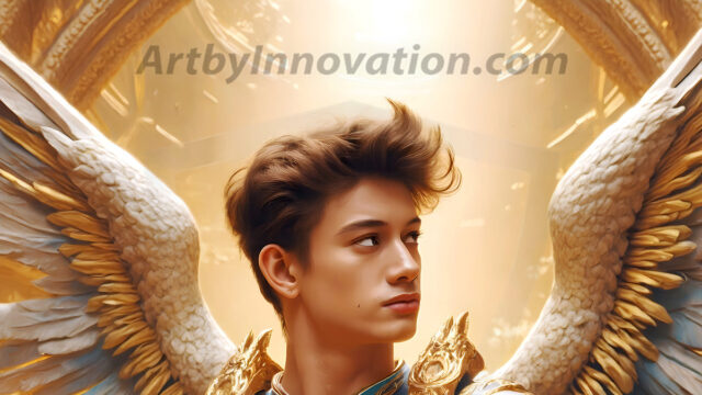 Male Angels of the Holy Divine - The Young & The Beautiful: AI Fantasy Photos of Handsome Male Angels in Elegant Divine Armor, living in the golden city, with Vibrant Holy Wings. AI generated fantasy photos, of handsome male warrior angels, in divine armor with vibrant holy wings. Wearing ethereal or plate holy armor, and glistening golden gilded jewelry, emphasizing his god-like stature, vibrantly colored. Possessing grand feathered wings, that look like swords, these angel warriors are ready to battle on God's command. With men of all ages, races, and body types. In a city of gold, spiritual wonder city in the heavens, with ornate gold buildings, majestic gold architecture, ethereal cityscapes, and mystical waterfalls.