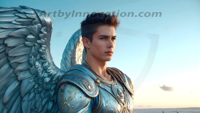 Male Angels of the Holy Divine - The Young & The Beautiful: AI Fantasy Photos of Handsome Male Angels in Elegant Divine Armor, living in the golden city, with Vibrant Holy Wings. AI generated fantasy photos, of handsome male warrior angels, in divine armor with vibrant holy wings. Wearing ethereal or plate holy armor, and glistening golden gilded jewelry, emphasizing his god-like stature, vibrantly colored. Possessing grand feathered wings, that look like swords, these angel warriors are ready to battle on God's command. With men of all ages, races, and body types. In a city of gold, spiritual wonder city in the heavens, with ornate gold buildings, majestic gold architecture, ethereal cityscapes, and mystical waterfalls.