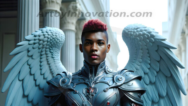 Male Angels of the Holy Divine - The Young & The Beautiful: AI Fantasy Photos of Handsome Male Angels in Elegant Divine Armor, living in the golden city, with Vibrant Holy Wings. AI generated fantasy photos, of handsome male warrior angels, in divine armor with vibrant holy wings. Wearing ethereal or plate holy armor, and glistening golden gilded jewelry, emphasizing his god-like stature, vibrantly colored. Possessing grand feathered wings, that look like swords, these angel warriors are ready to battle on God's command. With men of all ages, races, and body types. In a city of gold, spiritual wonder city in the heavens, with ornate gold buildings, majestic gold architecture, ethereal cityscapes, and mystical waterfalls.