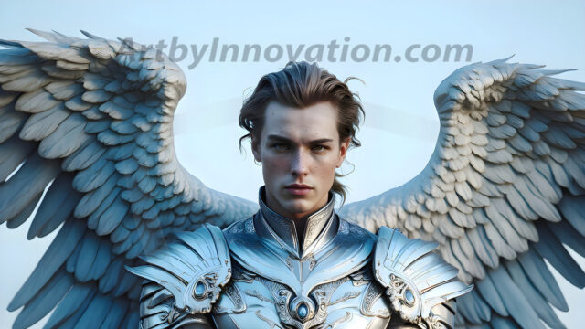 Male Angels of the Holy Divine - The Young & The Beautiful: AI Fantasy Photos of Handsome Male Angels in Elegant Divine Armor, living in the golden city, with Vibrant Holy Wings. AI generated fantasy photos, of handsome male warrior angels, in divine armor with vibrant holy wings. Wearing ethereal or plate holy armor, and glistening golden gilded jewelry, emphasizing his god-like stature, vibrantly colored. Possessing grand feathered wings, that look like swords, these angel warriors are ready to battle on God's command. With men of all ages, races, and body types. In a city of gold, spiritual wonder city in the heavens, with ornate gold buildings, majestic gold architecture, ethereal cityscapes, and mystical waterfalls.
