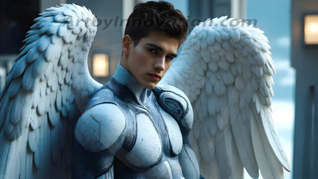 Male Angels of the Holy Divine - The Young & The Beautiful: AI Fantasy Photos of Handsome Male Angels in Elegant Divine Armor, living in the golden city, with Vibrant Holy Wings. AI generated fantasy photos, of handsome male warrior angels, in divine armor with vibrant holy wings. Wearing ethereal or plate holy armor, and glistening golden gilded jewelry, emphasizing his god-like stature, vibrantly colored. Possessing grand feathered wings, that look like swords, these angel warriors are ready to battle on God's command. With men of all ages, races, and body types. In a city of gold, spiritual wonder city in the heavens, with ornate gold buildings, majestic gold architecture, ethereal cityscapes, and mystical waterfalls.