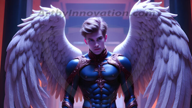 Male Angels of the Holy Divine - The Young & The Beautiful: AI Fantasy Photos of Handsome Male Angels in Elegant Divine Armor, living in the golden city, with Vibrant Holy Wings. AI generated fantasy photos, of handsome male warrior angels, in divine armor with vibrant holy wings. Wearing ethereal or plate holy armor, and glistening golden gilded jewelry, emphasizing his god-like stature, vibrantly colored. Possessing grand feathered wings, that look like swords, these angel warriors are ready to battle on God's command. With men of all ages, races, and body types. In a city of gold, spiritual wonder city in the heavens, with ornate gold buildings, majestic gold architecture, ethereal cityscapes, and mystical waterfalls.