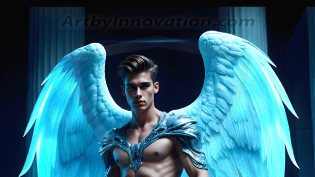 Male Angels of the Holy Divine - The Young & The Beautiful: AI Fantasy Photos of Handsome Male Angels in Elegant Divine Armor, living in the golden city, with Vibrant Holy Wings. AI generated fantasy photos, of handsome male warrior angels, in divine armor with vibrant holy wings. Wearing ethereal or plate holy armor, and glistening golden gilded jewelry, emphasizing his god-like stature, vibrantly colored. Possessing grand feathered wings, that look like swords, these angel warriors are ready to battle on God's command. With men of all ages, races, and body types. In a city of gold, spiritual wonder city in the heavens, with ornate gold buildings, majestic gold architecture, ethereal cityscapes, and mystical waterfalls.