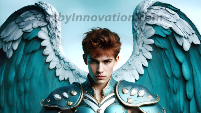 Male Angels of the Holy Divine - The Young & The Beautiful: AI Fantasy Photos of Handsome Male Angels in Elegant Divine Armor, living in the golden city, with Vibrant Holy Wings. AI generated fantasy photos, of handsome male warrior angels, in divine armor with vibrant holy wings. Wearing ethereal or plate holy armor, and glistening golden gilded jewelry, emphasizing his god-like stature, vibrantly colored. Possessing grand feathered wings, that look like swords, these angel warriors are ready to battle on God's command. With men of all ages, races, and body types. In a city of gold, spiritual wonder city in the heavens, with ornate gold buildings, majestic gold architecture, ethereal cityscapes, and mystical waterfalls.