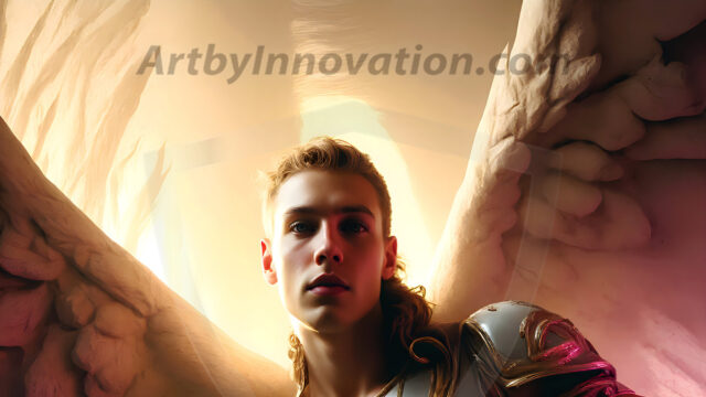 Male Angels of the Holy Divine - The Young & The Beautiful: AI Fantasy Photos of Handsome Male Angels in Elegant Divine Armor, living in the golden city, with Vibrant Holy Wings. AI generated fantasy photos, of handsome male warrior angels, in divine armor with vibrant holy wings. Wearing ethereal or plate holy armor, and glistening golden gilded jewelry, emphasizing his god-like stature, vibrantly colored. Possessing grand feathered wings, that look like swords, these angel warriors are ready to battle on God's command. With men of all ages, races, and body types. In a city of gold, spiritual wonder city in the heavens, with ornate gold buildings, majestic gold architecture, ethereal cityscapes, and mystical waterfalls.