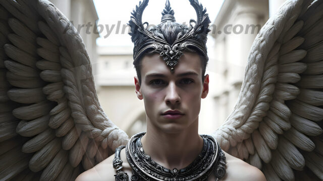 Male Angels of the Holy Divine - The Young & The Beautiful: AI Fantasy Photos of Handsome Male Angels in Elegant Divine Armor, living in the golden city, with Vibrant Holy Wings. AI generated fantasy photos, of handsome male warrior angels, in divine armor with vibrant holy wings. Wearing ethereal or plate holy armor, and glistening golden gilded jewelry, emphasizing his god-like stature, vibrantly colored. Possessing grand feathered wings, that look like swords, these angel warriors are ready to battle on God's command. With men of all ages, races, and body types. In a city of gold, spiritual wonder city in the heavens, with ornate gold buildings, majestic gold architecture, ethereal cityscapes, and mystical waterfalls.