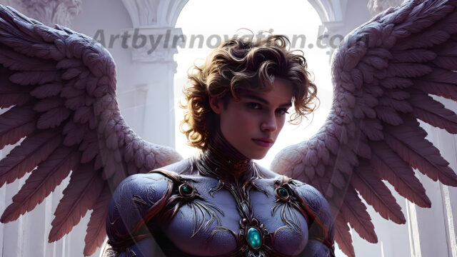 Male Angels of the Holy Divine - The Young & The Beautiful: AI Fantasy Photos of Handsome Male Angels in Elegant Divine Armor, living in the golden city, with Vibrant Holy Wings. AI generated fantasy photos, of handsome male warrior angels, in divine armor with vibrant holy wings. Wearing ethereal or plate holy armor, and glistening golden gilded jewelry, emphasizing his god-like stature, vibrantly colored. Possessing grand feathered wings, that look like swords, these angel warriors are ready to battle on God's command. With men of all ages, races, and body types. In a city of gold, spiritual wonder city in the heavens, with ornate gold buildings, majestic gold architecture, ethereal cityscapes, and mystical waterfalls.