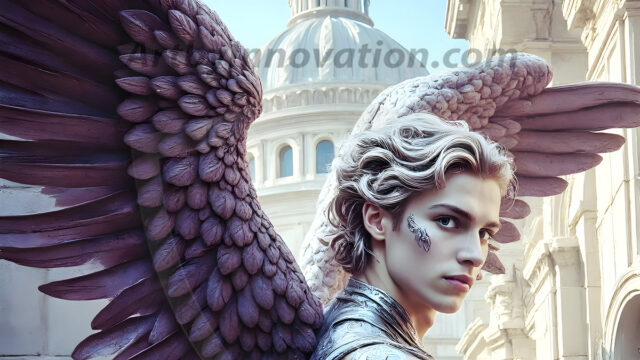 Male Angels of the Holy Divine - The Young & The Beautiful: AI Fantasy Photos of Handsome Male Angels in Elegant Divine Armor, living in the golden city, with Vibrant Holy Wings. AI generated fantasy photos, of handsome male warrior angels, in divine armor with vibrant holy wings. Wearing ethereal or plate holy armor, and glistening golden gilded jewelry, emphasizing his god-like stature, vibrantly colored. Possessing grand feathered wings, that look like swords, these angel warriors are ready to battle on God's command. With men of all ages, races, and body types. In a city of gold, spiritual wonder city in the heavens, with ornate gold buildings, majestic gold architecture, ethereal cityscapes, and mystical waterfalls.