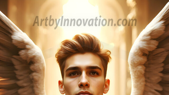 Male Angels of the Holy Divine - The Young & The Beautiful: AI Fantasy Photos of Handsome Male Angels in Elegant Divine Armor, living in the golden city, with Vibrant Holy Wings. AI generated fantasy photos, of handsome male warrior angels, in divine armor with vibrant holy wings. Wearing ethereal or plate holy armor, and glistening golden gilded jewelry, emphasizing his god-like stature, vibrantly colored. Possessing grand feathered wings, that look like swords, these angel warriors are ready to battle on God's command. With men of all ages, races, and body types. In a city of gold, spiritual wonder city in the heavens, with ornate gold buildings, majestic gold architecture, ethereal cityscapes, and mystical waterfalls.